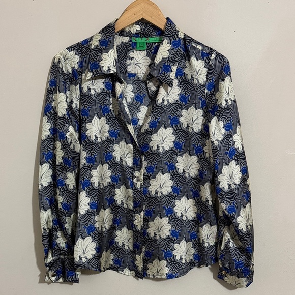 Vintage Tibi Women’s Silk Floral Button-Up Long Sleeve Blouse size 12 Designer - Picture 1 of 12